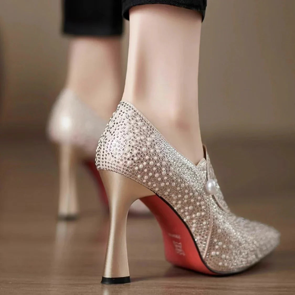 Women's Rhinestone Pearl Stiletto Heels