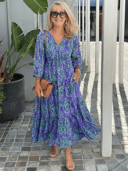 Women's Boho Dress with Floral Print and Relaxed Fit