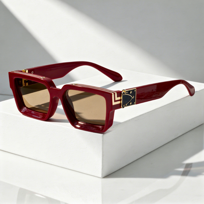 Square Sunglasses Gold Rivet Chevron Corner