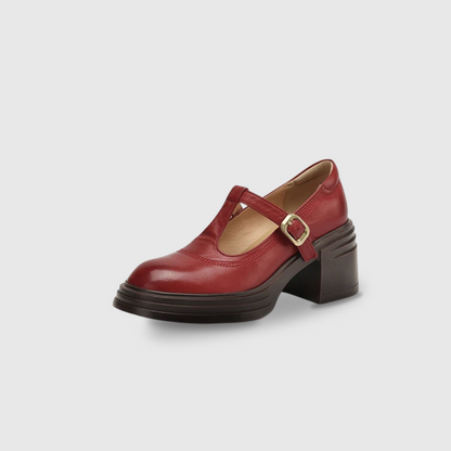 Women's Chunky Block Heel Mary Jane Pumps with Round Toe and Strap