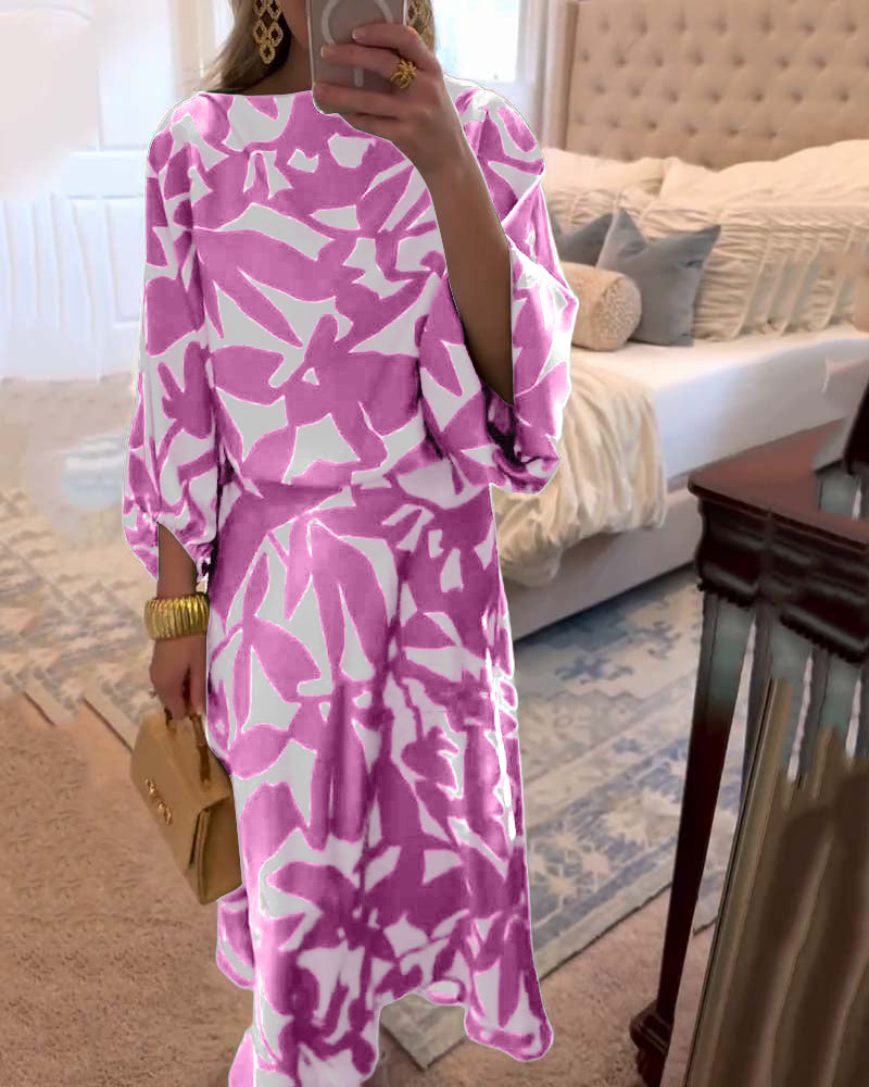 Jasmine | Two-Piece Printed Set with Lantern Sleeves