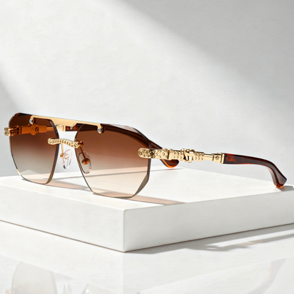 Rimless Polygon Sunglasses Half Frame