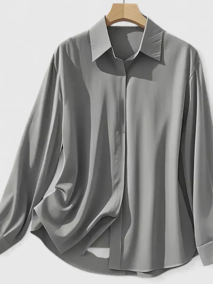 Women's Button Down Shirt with Concealed Placket and Classic Design
