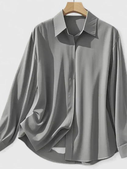Women's Button Down Shirt with Concealed Placket and Classic Design