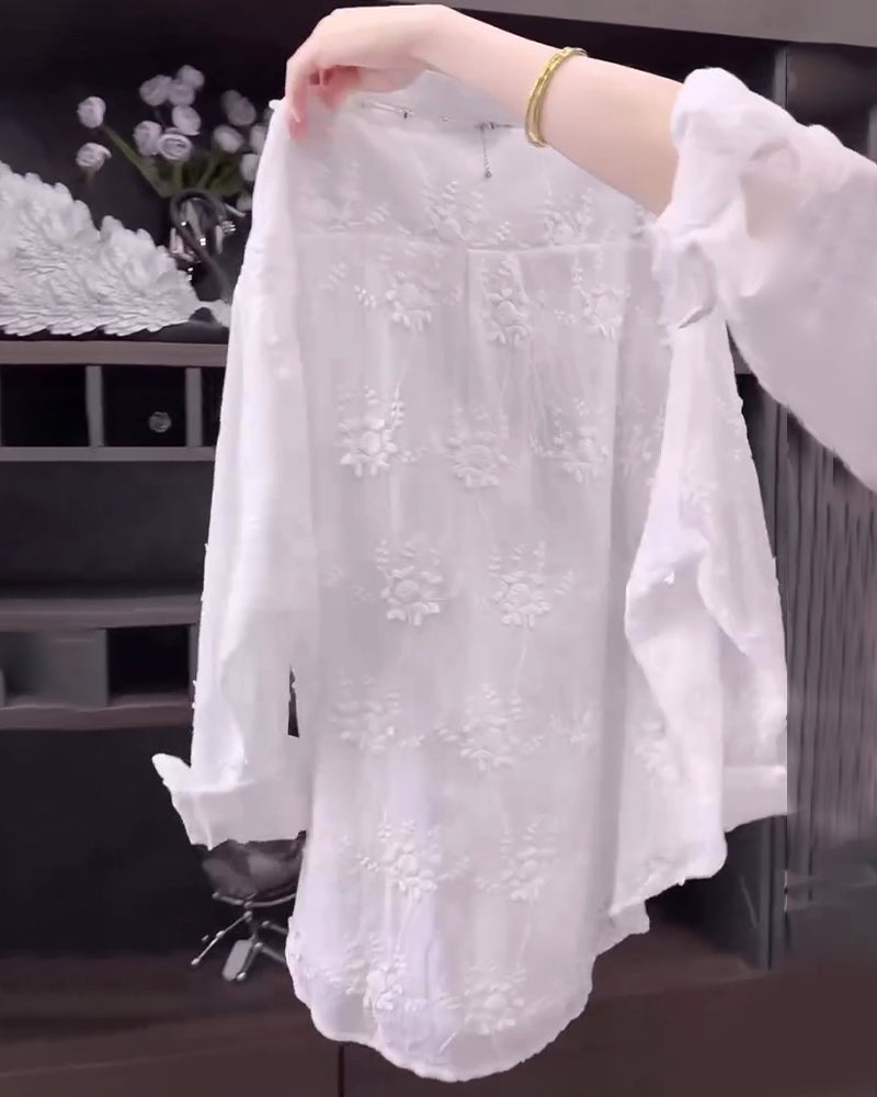 Women's Floral Shirt with Dropped Shoulders and Lightweight Fabric