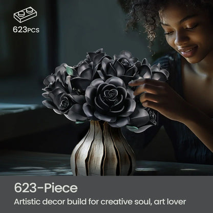 Black Rose Building Block Bouquet Set