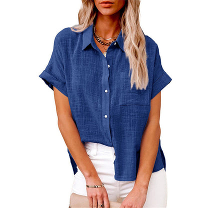 Women's Lightweight Shirt with Front Pocket and Short Sleeves