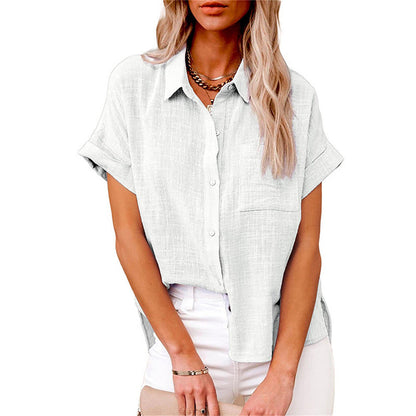 Women's Lightweight Shirt with Front Pocket and Short Sleeves