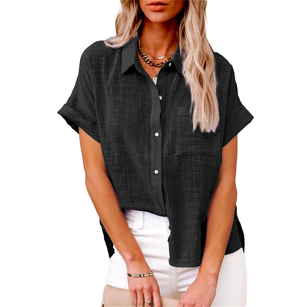 Women's Lightweight Shirt with Front Pocket and Short Sleeves