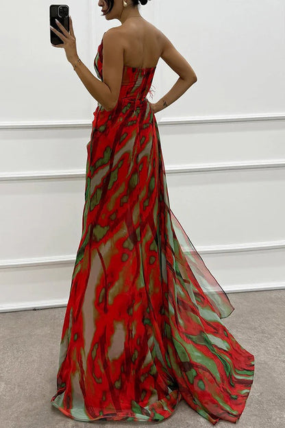 Elegant Vibrant Flowy A-Line Maxi Dress for Women's Wedding Guests