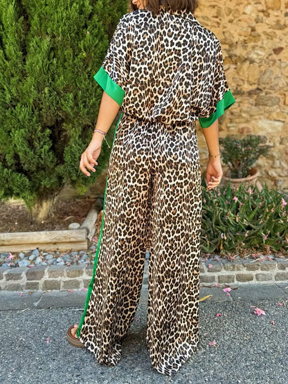 Kinsley | Wide Leg Pants with Fluid Design and Leopard Print