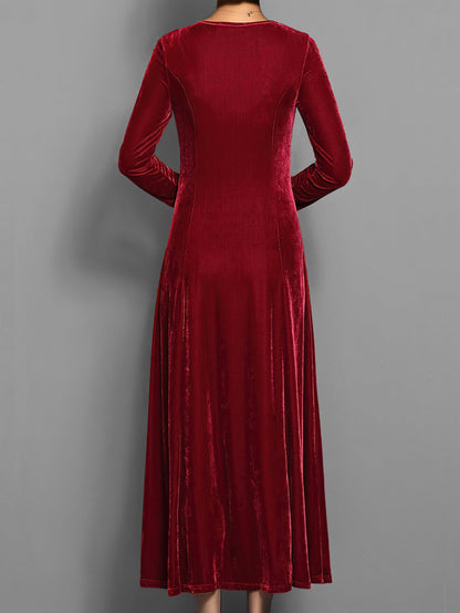 Women's Velvet Dress with Classic Design and Elegant Fit