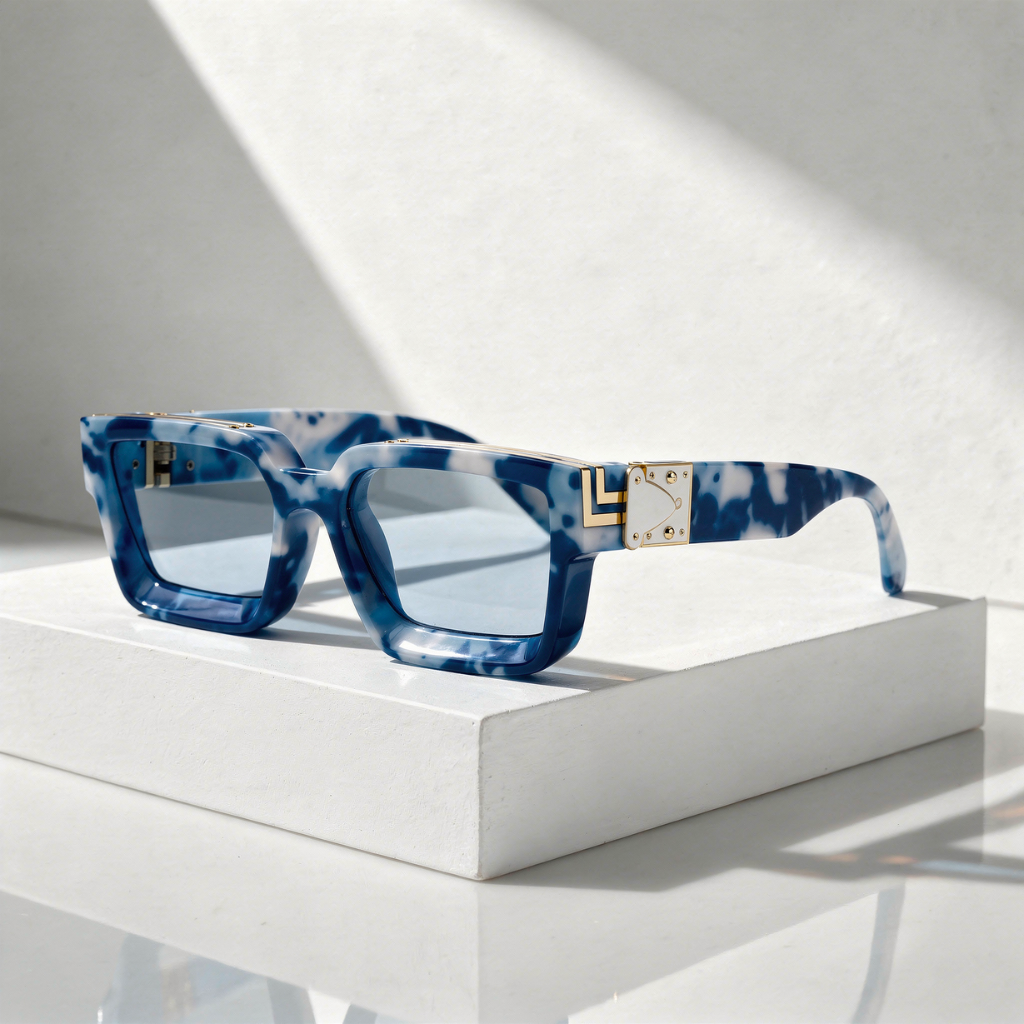 Square Sunglasses Gold Rivet Chevron Corner