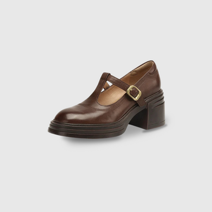 Women's Chunky Block Heel Mary Jane Pumps with Round Toe and Strap