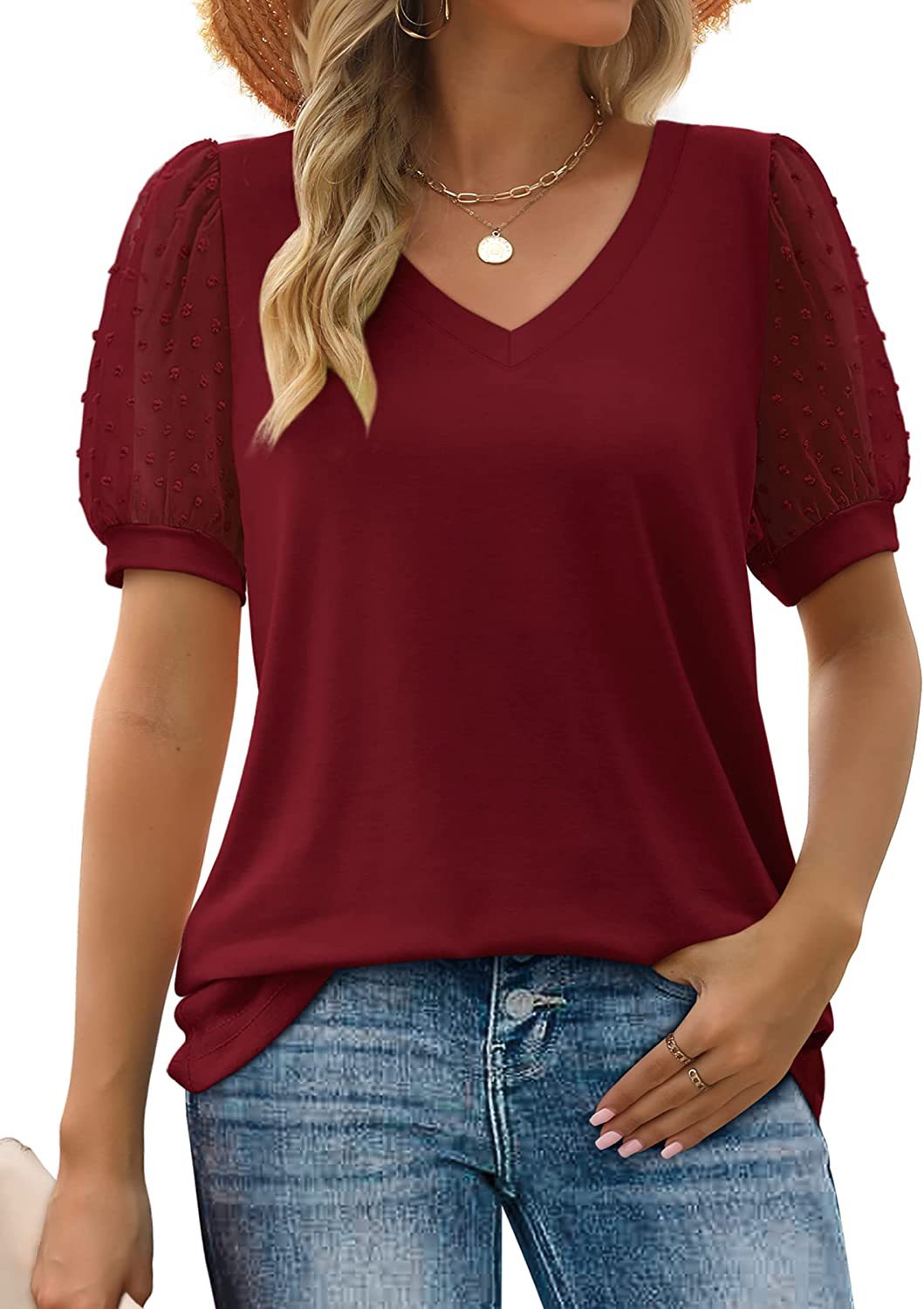 Women's V-Neck Top with Versatile Style and Soft Fabric