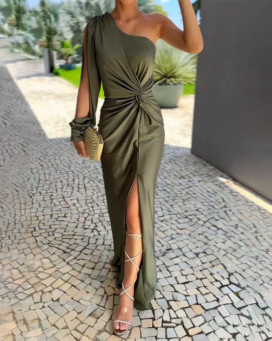 Exquisite Pleated Georgette Eveningwear Glamorous Hemline For Wedding Guests Dress