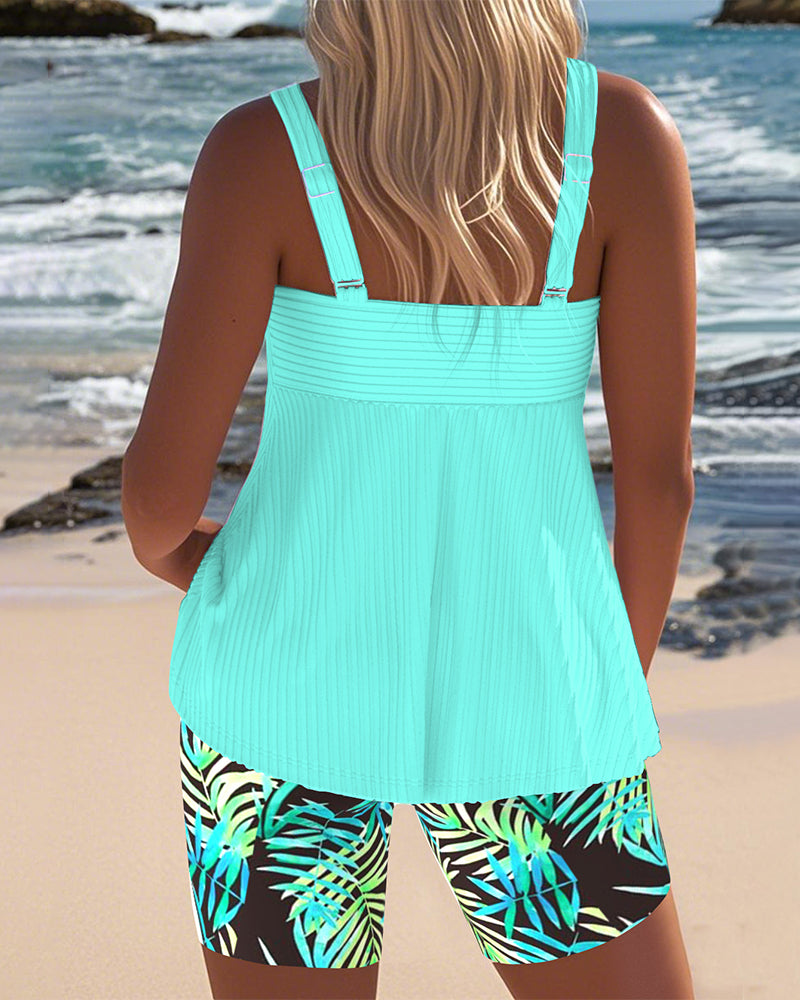 Women's Printed Tankini with Tummy Control and Adjustable Straps