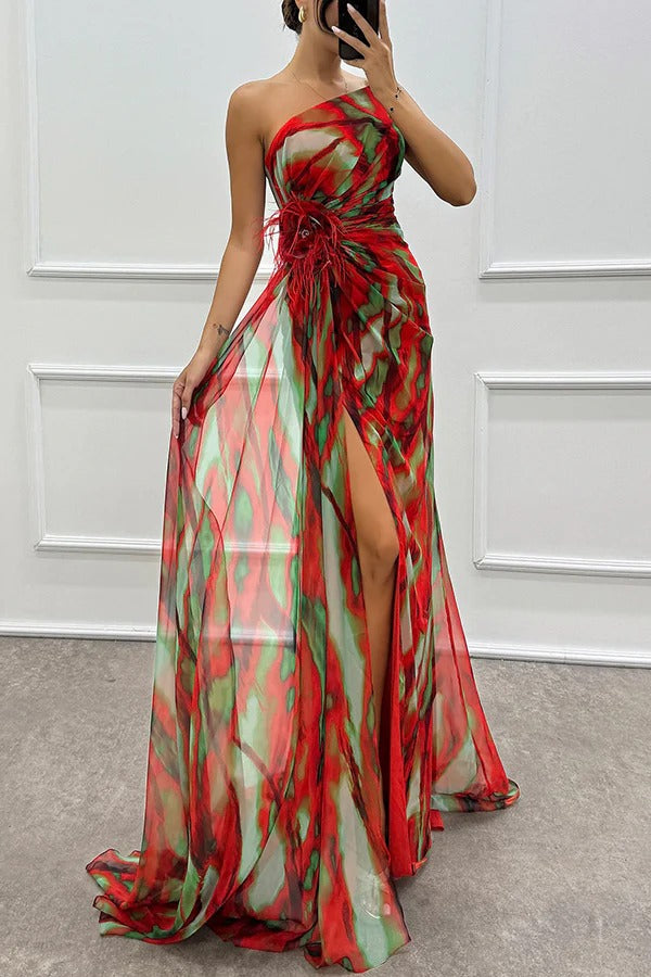Elegant Vibrant Flowy A-Line Maxi Dress for Women's Wedding Guests