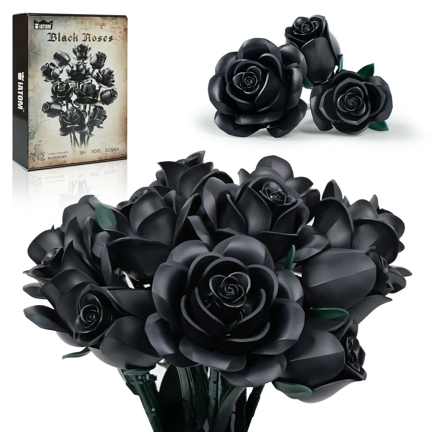 Black Rose Building Block Bouquet Set