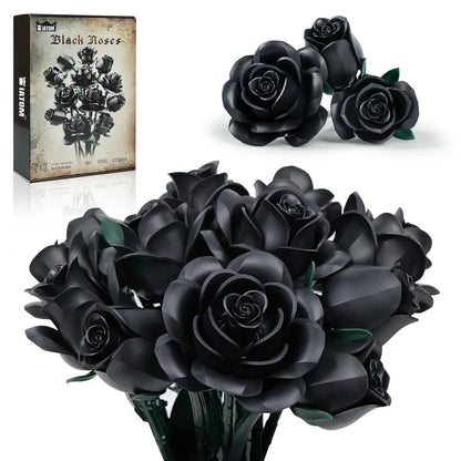 Black Rose Building Block Bouquet Set