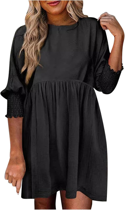 Women's Summer Day Dress with Ruched Design and Adjustable Straps