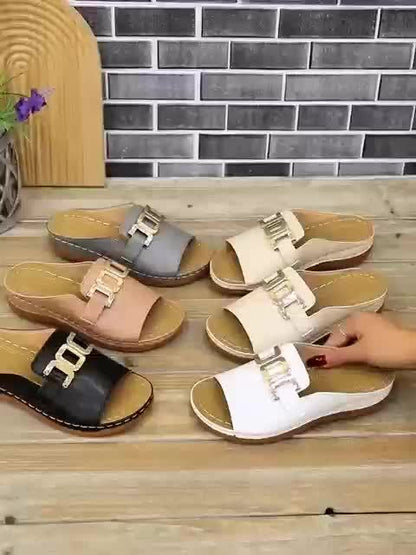 Women's Buckle Sandals with Cushioned Insole and Adjustable Strap