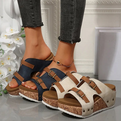 Women's Platform Wedge Sandals with Adjustable Straps and Cushioned Footbed