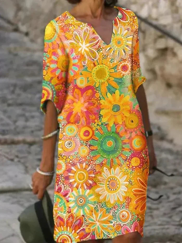 Women's Evening Dress with Floral Design and Tummy Control