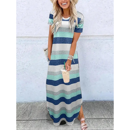 Effortlessly Chic Flowing Neckline Premium Supersoft Cotton Microfiber Maxi Dress
