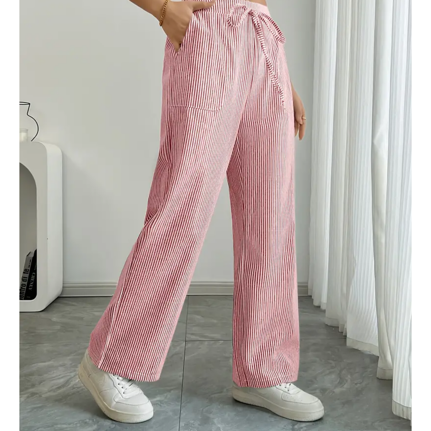 Tessa | Striped Trousers with Pockets and Relaxed Fit