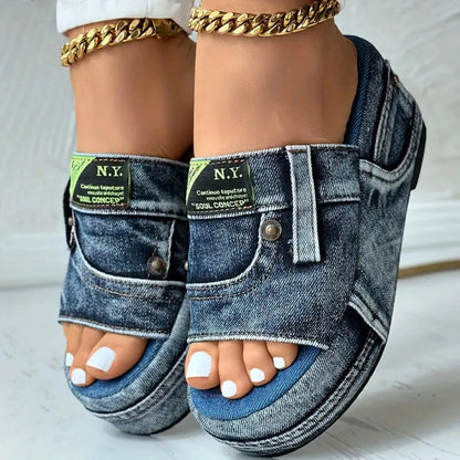 District Denim Platform Wedge