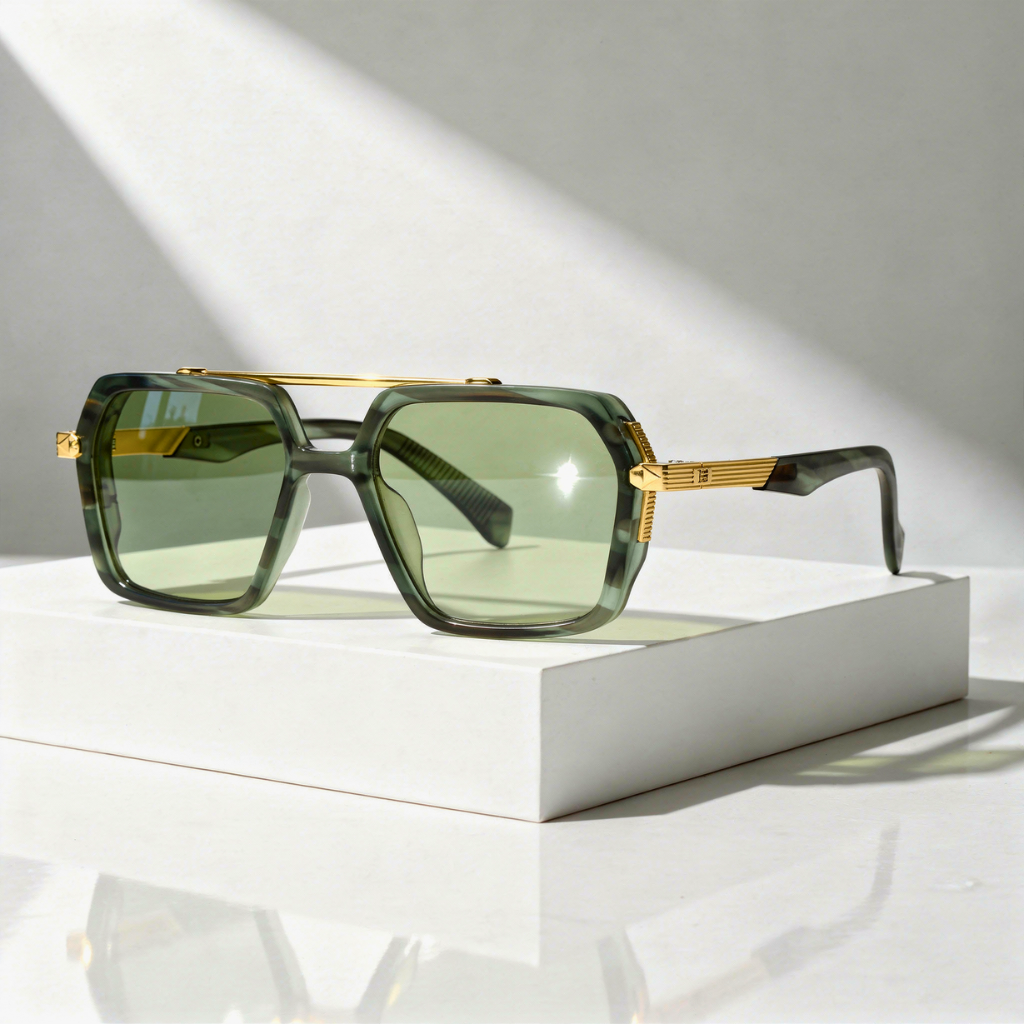 Square Aviator Sunglasses Double Bridge
