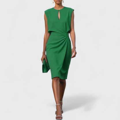 Elegant Figure Flattering Silhouette Matte Satin Crepe With Intricate Detailing Dress