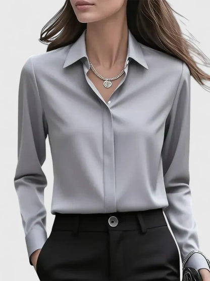 Women's Button Down Shirt with Concealed Placket and Classic Design