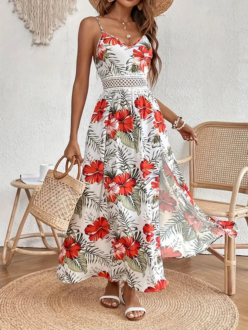 Effortlessly Luxuriously Floral Pattern Georgette Crepe Fabric Delicate Midi Dress