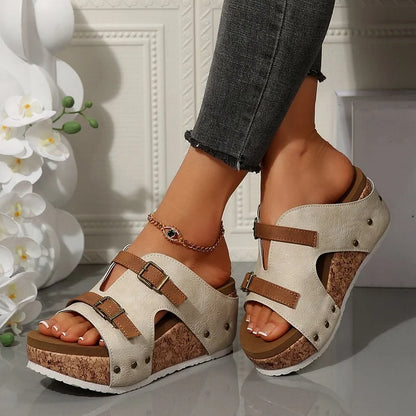 Women's Platform Wedge Sandals with Adjustable Straps and Cushioned Footbed