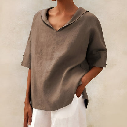 Women's Lightweight Blouse with Short Sleeves and Breathable Fabric
