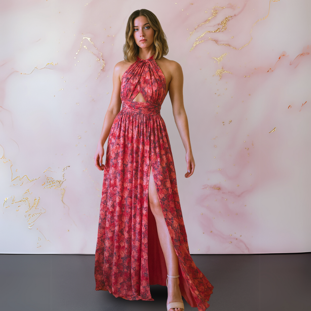 Women's Floral Maxi Dress with Flowing Design and Adjustable Straps