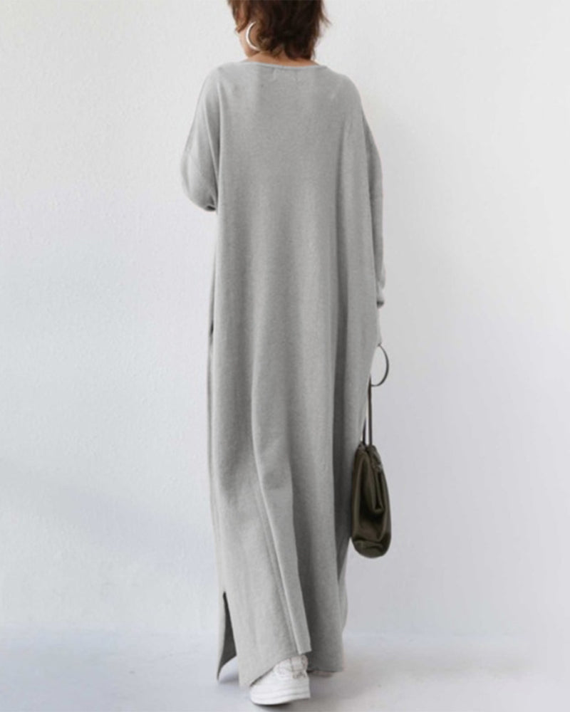 Women's Winter Maxi Dress with Long Sleeves and Flowing Design