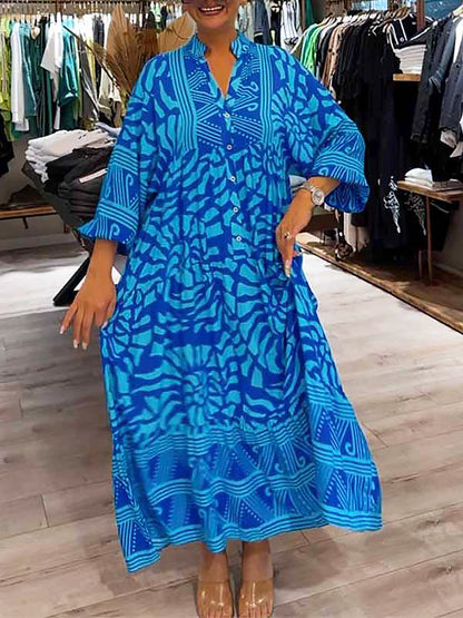 Women's V Neck Flowy Dress with Loose Fit and Tummy Control
