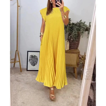 Exquisitely Elegant Flowing Pleated Maxi Georgette Silk Cocktail Evening Wear