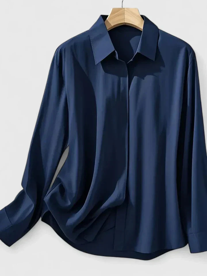 Women's Button Down Shirt with Concealed Placket and Classic Design
