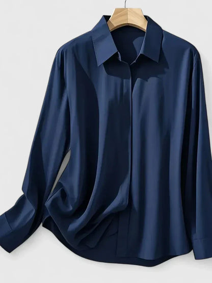 Women's Button Down Shirt with Concealed Placket and Classic Design