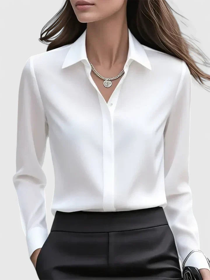 Women's Button Down Shirt with Concealed Placket and Classic Design
