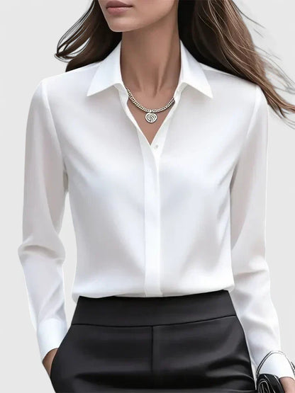 Women's Button Down Shirt with Concealed Placket and Classic Design