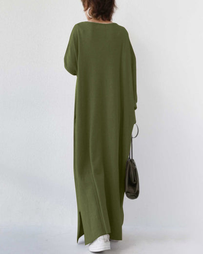 Women's Winter Maxi Dress with Long Sleeves and Flowing Design