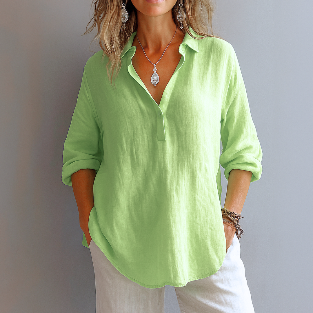 Women's Blouse with Short Sleeves and Lightweight Fabric