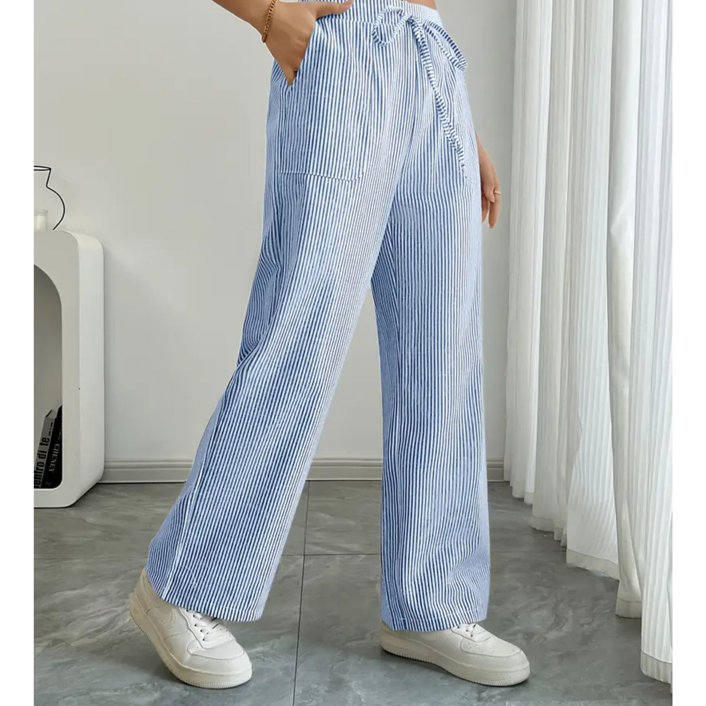Tessa | Striped Trousers with Pockets and Relaxed Fit