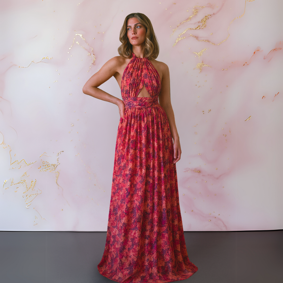 Women's Floral Maxi Dress with Flowing Design and Adjustable Straps