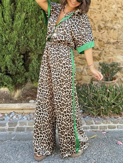Kinsley | Wide Leg Pants with Fluid Design and Leopard Print